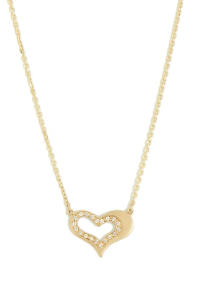 Shop Meira T 14k Gold Pavé Diamond Heart Necklace In Yellow Gold
