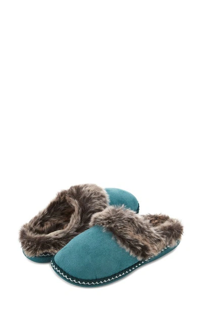 Floopi Indoor/outdoor Faux Fur Lined Slipper In Teal Green