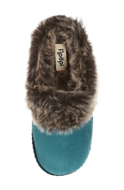 Floopi Indoor/outdoor Faux Fur Lined Slipper In Teal Green