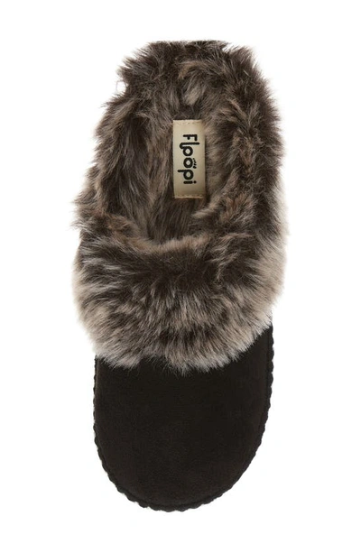 Floopi Indoor/outdoor Faux Fur Lined Slipper In Black