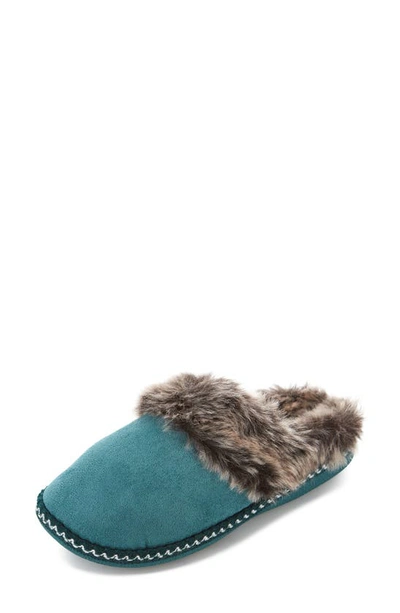 Floopi Indoor/outdoor Faux Fur Lined Slipper In Teal Green