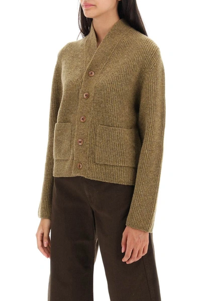 Shop Lemaire Cropped Wool Cardigan In Brown