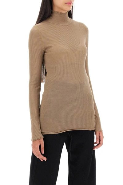 Shop Lemaire Seamless Silk Turtleneck Sweater In Beige