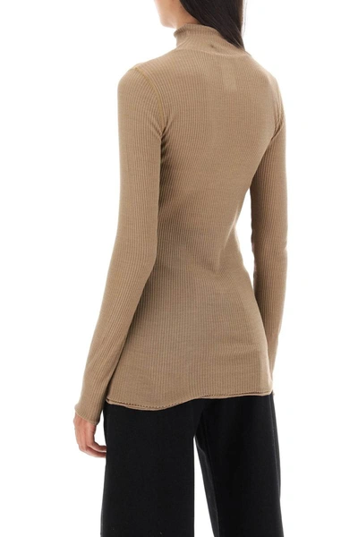 Shop Lemaire Seamless Silk Turtleneck Sweater In Beige