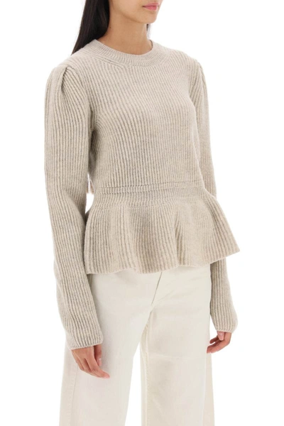 Shop Lemaire Wool Peplum Sweater In Beige