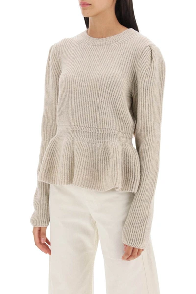 Shop Lemaire Wool Peplum Sweater In Beige