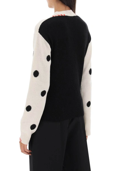 Shop Marni Two-tone Wool Sweater With Polka Dot Motif In Multicolor