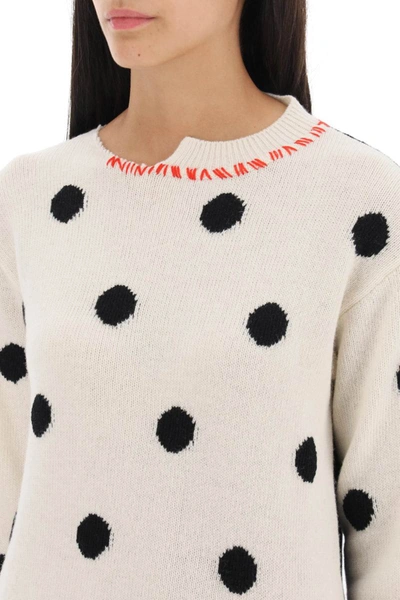 Shop Marni Two-tone Wool Sweater With Polka Dot Motif In Multicolor