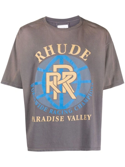 Shop Rhude Raceway T-shirt Clothing In Grey