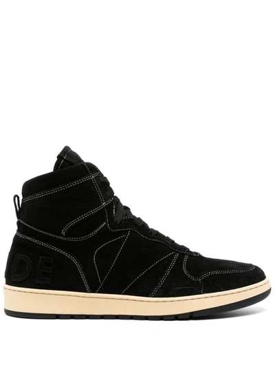 Shop Rhude Rhecess High Suede Shoes In Black
