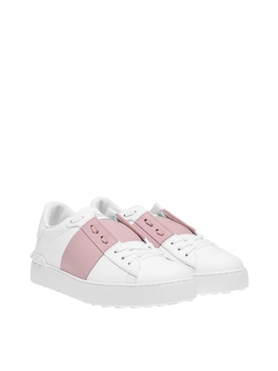 Shop Valentino Open Rockstud Low-top Sneakers In White