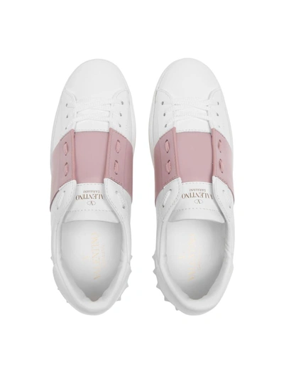 Shop Valentino Open Rockstud Low-top Sneakers In White