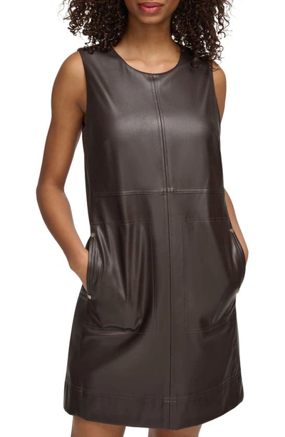 Tommy Hilfiger Faux Leather Shift Dress In Brown | ModeSens