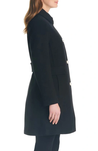 Shop Kate Spade A-line Wool Blend Coat In Black