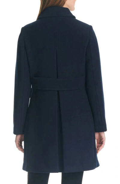 Shop Kate Spade A-line Wool Blend Coat In Midnight Navy