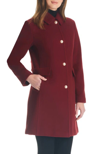 Shop Kate Spade A-line Wool Blend Coat In Deep Lipstick