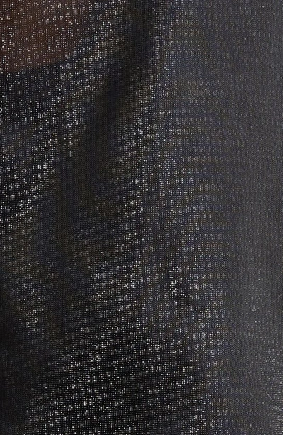 Shop Maison Margiela Bow Detail Metallic Sheer Coat In Black