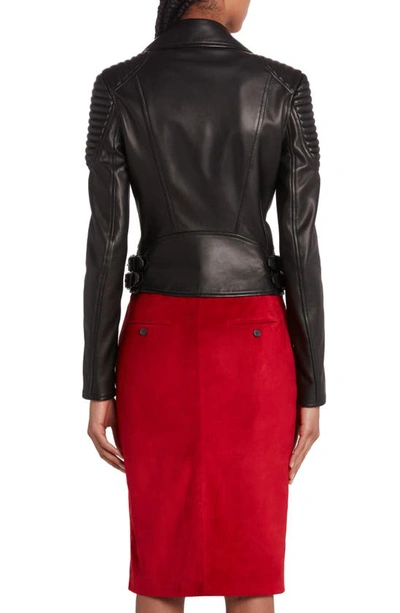 Shop Tom Ford New Plongé Leather Biker Jacket In Black