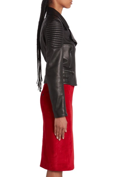 Shop Tom Ford New Plongé Leather Biker Jacket In Black