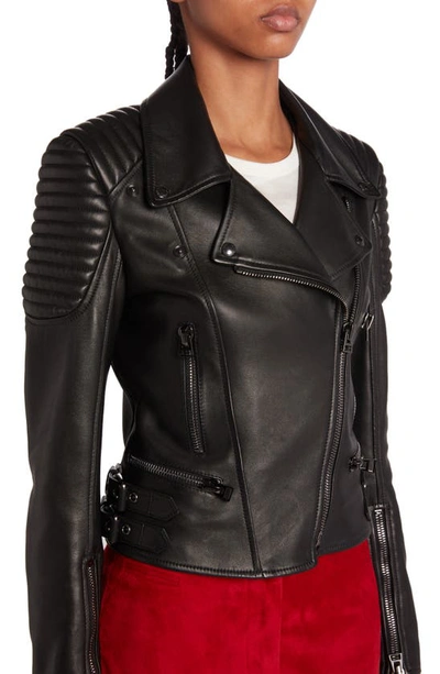 Shop Tom Ford New Plongé Leather Biker Jacket In Black