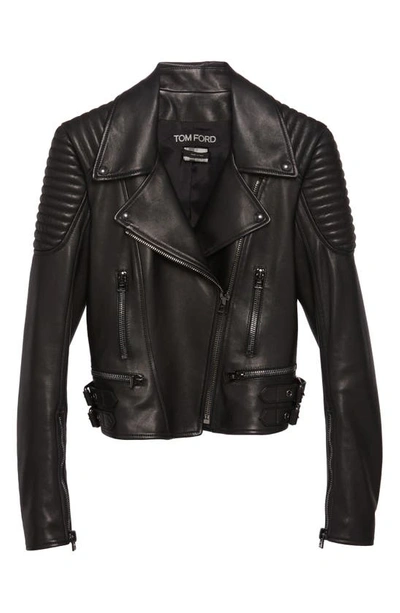 Tom Ford New Plongé Leather Biker Jacket In Black