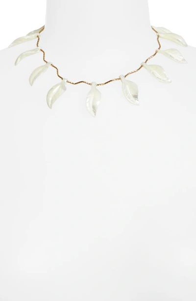 Shop Isshi Tsuta Ivy Leaf Collar Necklace In Ivory
