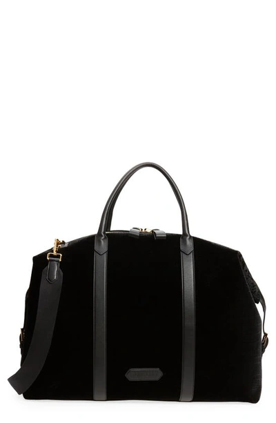 Shop Tom Ford Croc Embossed Leather Duffle Bag In Black