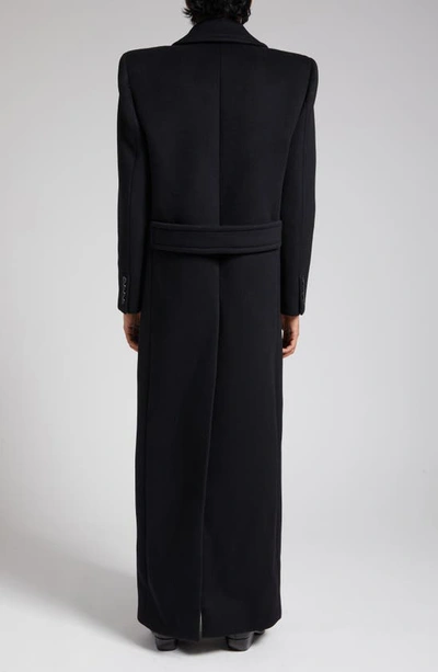 Shop Saint Laurent Oversize Double Breasted Wool Martingale Coat In Noir/ Profond
