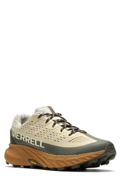 Shop Merrell Agility Peak 5 Running Shoe In Oyster/ Olive