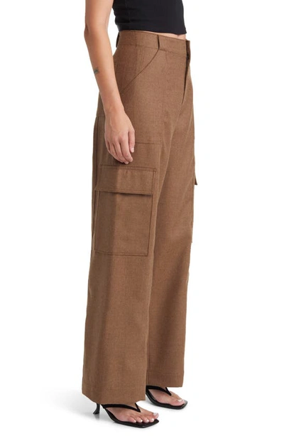 Shop Ag X Emrata Amia Wide Leg Wool Cargo Pants In Umber