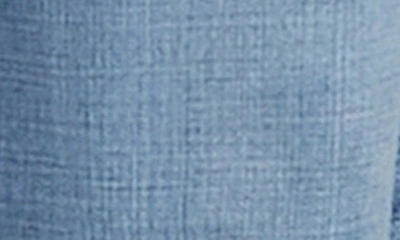 Hint Of Blu Frayed Split Hem Mid Rise Wide Leg Jeans In Split Blue