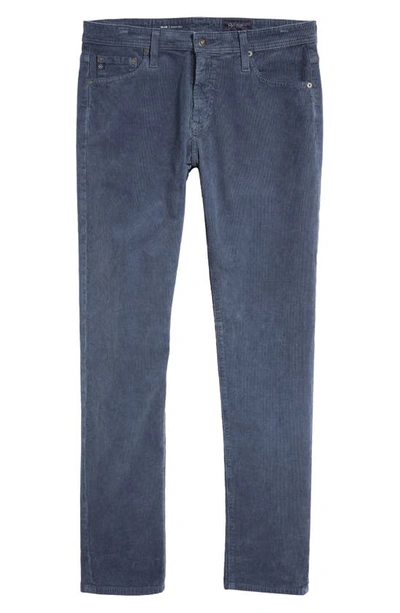 Ag Slim Straight Leg Herringbone Pants In Sulfur Blue Note