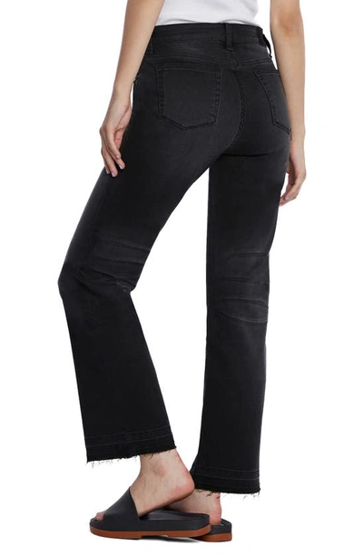 Shop Hint Of Blu Ruby Release Hem Relaxed Straight Leg Jeans In Smoke Black