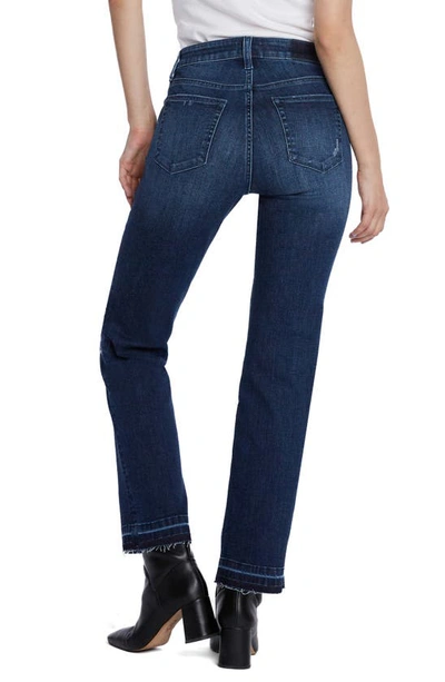 Shop Hint Of Blu Ruby Release Hem Relaxed Straight Leg Jeans In Rinse Blue