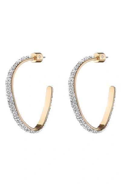 Shop Demarson Mini Calypso Pavé Hoop Earrings In Gold W/ Pave Crystals