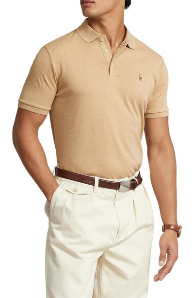 Shop Polo Ralph Lauren Cotton Polo In Classic Camel Heather