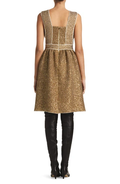 St John St. John Evening Sparkle Stretch Sequin Knit Dress In Gold