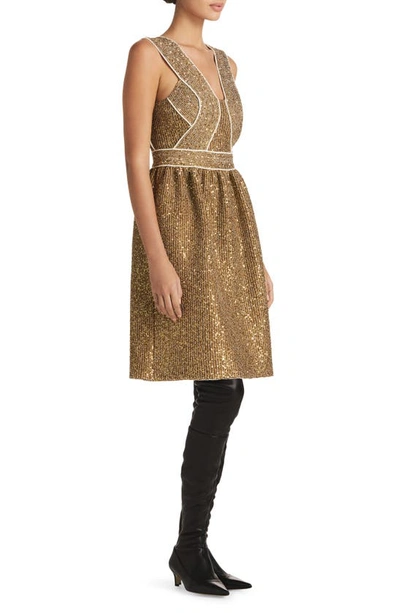 Shop St John Sparkle Stretch Sequin Knit Dress In Gold