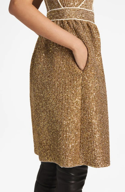 Shop St John Sparkle Stretch Sequin Knit Dress In Gold