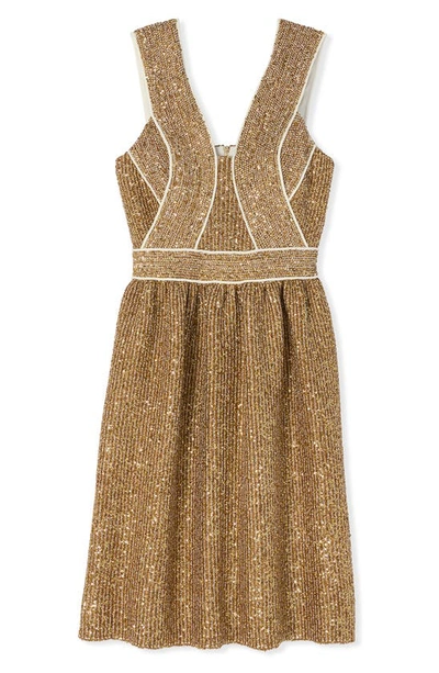 St John St. John Evening Sparkle Stretch Sequin Knit Dress In Gold