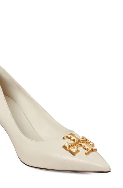 Shop Tory Burch Eleanor Pointed Toe Pump In New Ivory / Rolled Brass