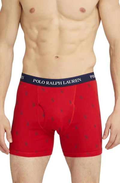 Shop Polo Ralph Lauren Assorted 3-pack Cotton Boxer Briefs In Red Assorted