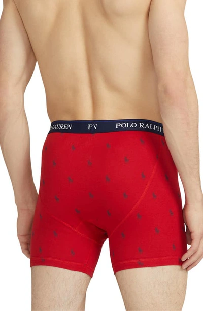 Shop Polo Ralph Lauren Assorted 3-pack Cotton Boxer Briefs In Red Assorted