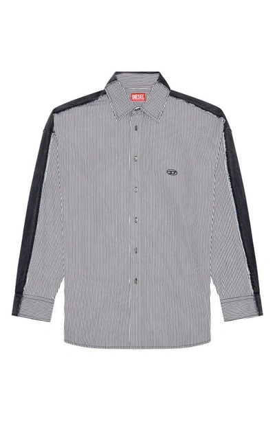 Shop Diesel Stripe Button-up Shirt In Black