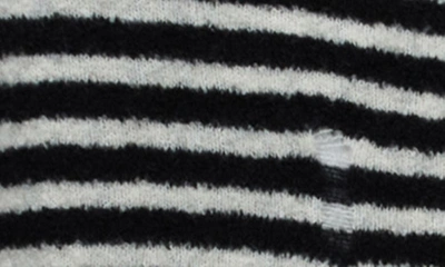 Shop Allsaints Park Stripe Destructed Wool Blend Crewneck Sweater In Black/ Grey Marl