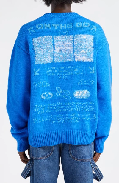 Shop Off-white On The Go Moon Intarsia Wool, Cotton & Mohair Blend Sweater In Blue