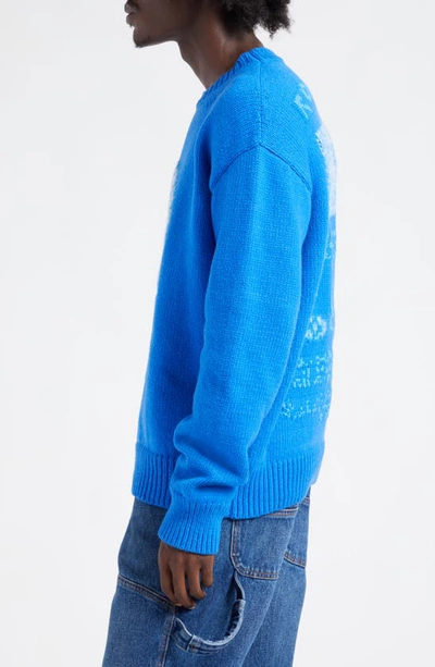 Shop Off-white On The Go Moon Intarsia Wool, Cotton & Mohair Blend Sweater In Blue