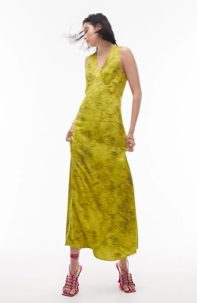 Shop Topshop Marbled Tank Dress In Yellow