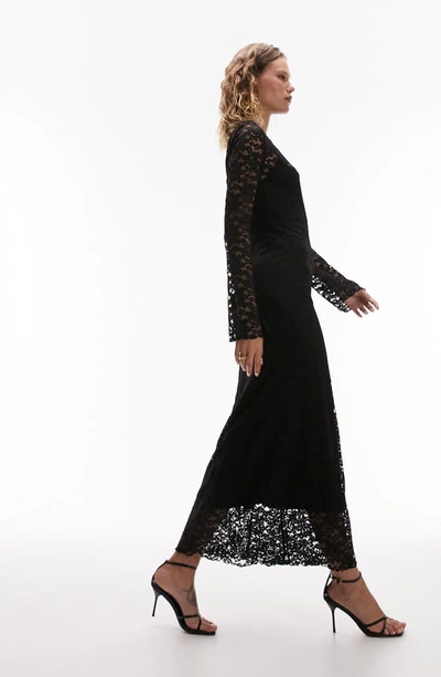 Shop Topshop Lace Overlay Long Sleeve Dress In Black