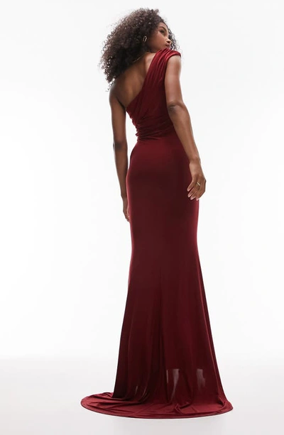 Shop Topshop One-shoulder Gown In Red